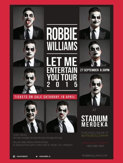 Robbie Williams Malaysia 2015 16" x 12" Photo Repro Concert Poster