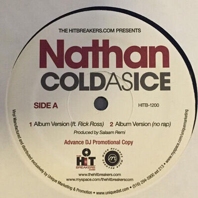 Nathan Feat. Rick Ross - Cold As Ice - USA Promo 12" Vinyl - 2007 - The Hitbr...