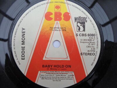 Eddie Money Baby Hold On 7" CBS SCBS6080 EX 1977 demo, Baby Hold On/Save A Littl