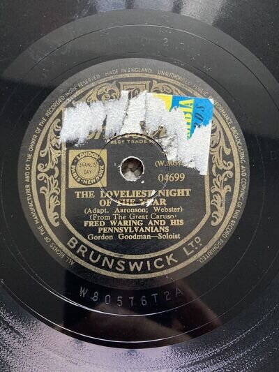 Fred Waring 78rpm 10” The Loveliest Night Of The Year/Tulips And Heather