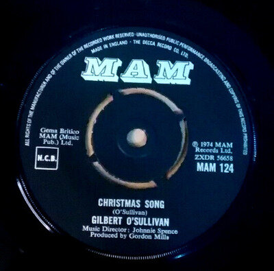 GILBERT O'SULLIVAN Christmas Song Vinyl EX 1974 Stereo 45rpm 7" Single MAM 124