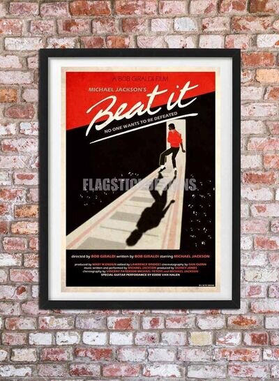 MICHAEL JACKSON BEAT IT Vintage style A3 Illustrated Art Poster Print