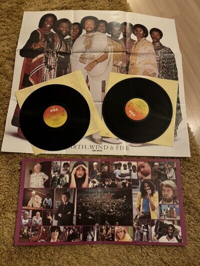 Earth Wind & Fire Faces Original 1980 Vinyl Double Album-gatefold Sleeve+ Poster