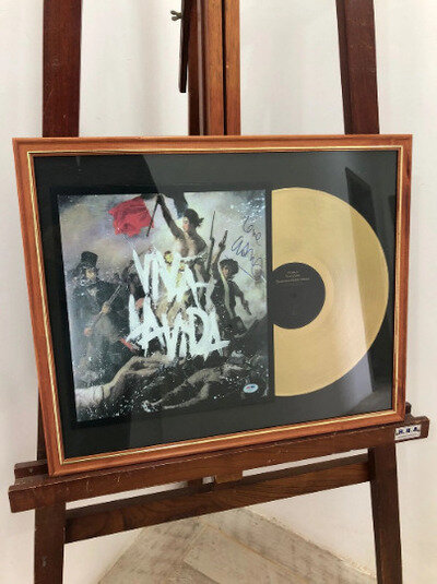 Coldplay Viva La Vida LP Autographed Framed Vinyl Gold Record - Signature