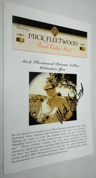 Mick Fleetwood Mac Signed Autographed Private Cellar Wine promo brochure