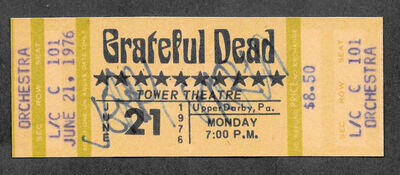 Jerry Garcia Autograph & Concert Ticket Reprint On Genuine 1970s Card *9006