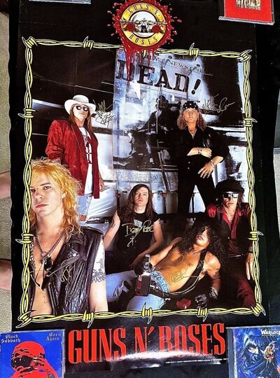 1992 5X SIGNED/AUTOGRAPHED Guns N’ Roses Use Your Illusion Poster MEGA-RARE!!!!!