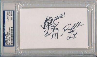 Steven Adler Guns N' Roses Signed Index Card With Artwork PSA/DNA GNR Inscribed