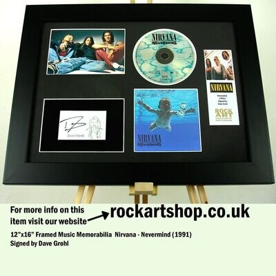 Nirvana SIGNED DAVE GROHL Nevermind Autographed Framed Grunge WORLD SHIP