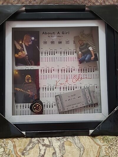 About A Girl Kurt Cobain Autograph Print Shadow Box Display New In Box