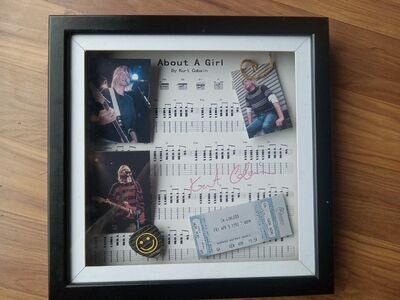 About A Girl Kurt Cobain Autograph Print Shadow Box Display