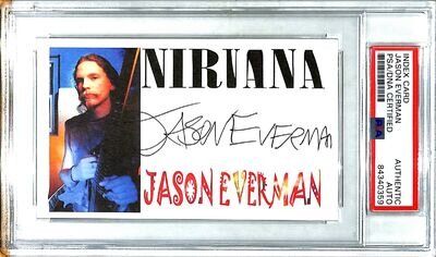 JASON EVERMAN Nirvana Signed Autographed Index Card PSA/DNA Slabbed