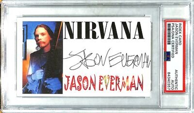 JASON EVERMAN Nirvana Signed Autographed Index Card PSA/DNA Slabbed