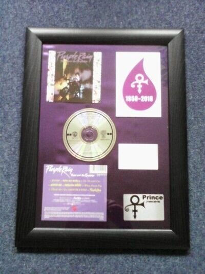 Prince Purple Rain Framed CD Album With Facsimile Autograph & metal plaque RIP