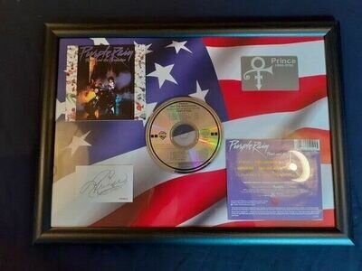 Prince Purple Rain Framed CD Album On 3-D USA Flag With Facsimile Autograph