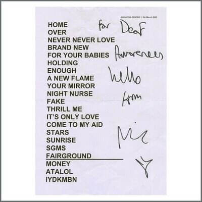 Mick Hucknall Signed 2022 Set List (UK)