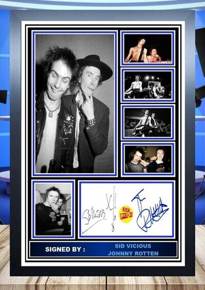 194) sid vicious & johnny rotten signed unframed/framed photograph (reprint)++