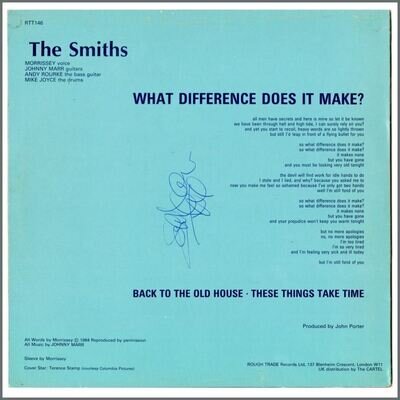 Smiths Johnny Marr Signed What Difference Does It Make Signed 12” Single (UK)