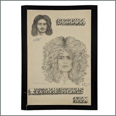 TRex Marc Bolan Mickey Finn Signed Drawing (UK)