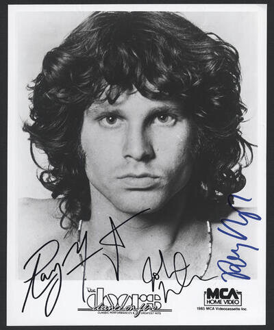 THE DOORS Signed Photograph - Rock Band Manzarek / Densmore / Krieger preprint