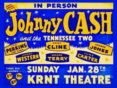 Johnny Cash KRNT 16" x 12" Repro Concert Poster