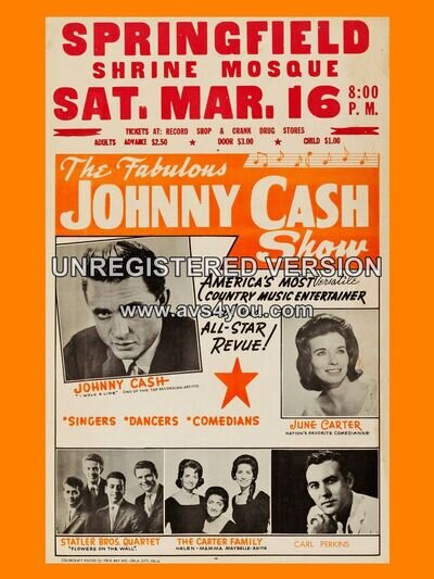 Johnny Cash Springfield 16" x 12" Photo Repro Concert Poster