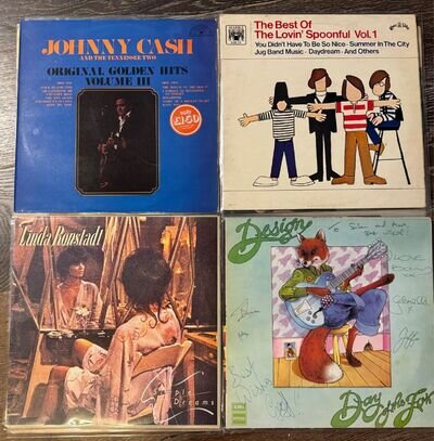 12 Dylan Donovan Al Stewart Cat ABBA Cash albums job lot LPs - Design IS SIGNED