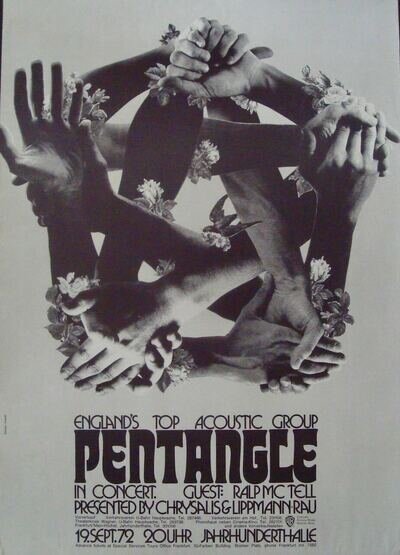 PENTANGLE Frankfurt 1972 vintage German A1 concert poster GUNTHER KIESER Art