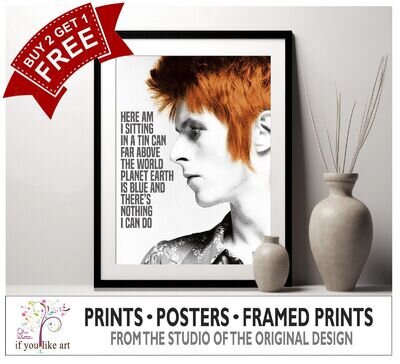 David Bowie - Space Oddity Lyrics Poster MULTI-PRINT or Three FRAMED Options NEW