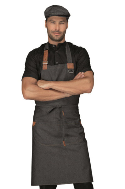 Isacco Bartender Apron Kansas Black Jeans Black Bib | Waiter Uniform