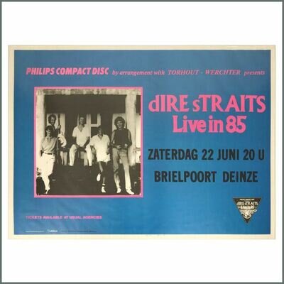 Dire Straits 1985 Brielpoort Deinze Concert Poster (Belgium)