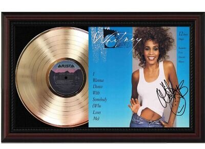 Whitney Houston Dance Cherry wood Reproduction Signature Record Display