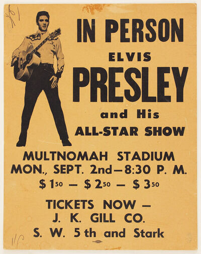 E PRESLEY Concert Window Poster - Multnomah Stadium 1957 - preprint