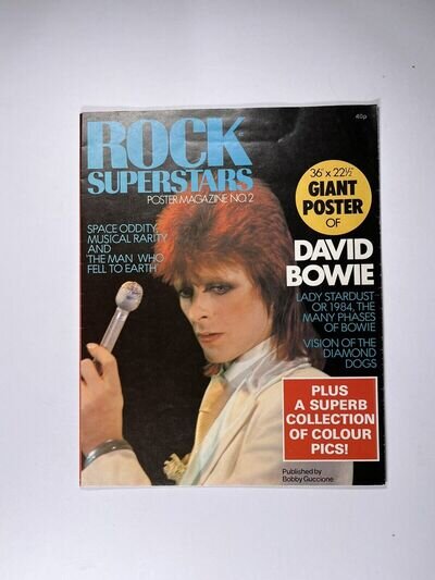 David Bowie Programme Poster Magazine Rock Superstars No2 Original Circa 1980's