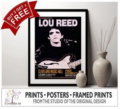 Lou Reed Transformer Tour 1972 Cleveland Poster MULTI-PRINT Three FRAMED Options