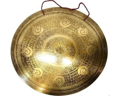 Full Mantra Carving Gong - Tibetan Mantra Gong - Best For Healing , Meditation