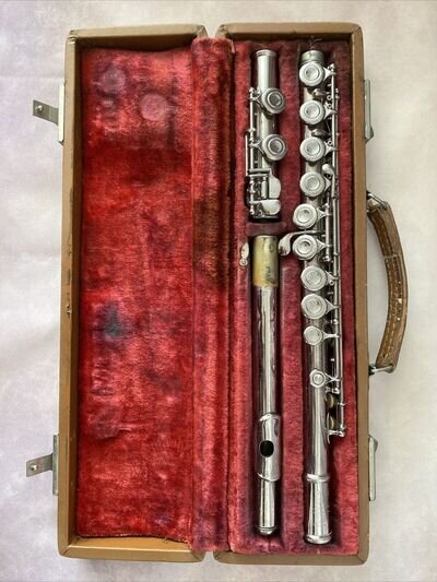 Vintage ARTLEY FLUTE, ELKHART-Ind Serial 136467 In Brown Case Rare Instrument