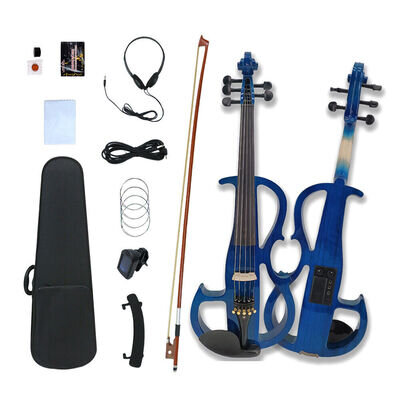 Blue Electric Viola 4/4 Full Size Silent Viola Set For Beginner Adults Teens