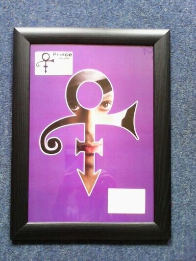 Prince Symbol A3 size framed poster with facsimile autograph & metal plaque NEW