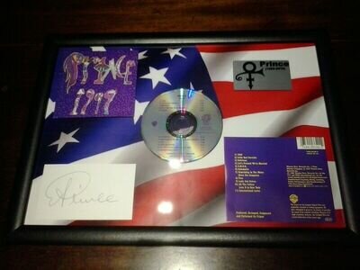 Prince 1999 Framed CD Album On 3-D USA Flag With Facsimile Autograph