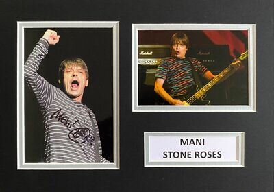 MANI HAND SIGNED A4 MOUNTED PHOTO DISPLAY STONE ROSES AUTOGRAPH 2