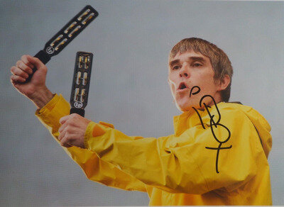 IAN BROWN STONE ROSES, AUTOGRAPHED A4 PHOTOGRAPH