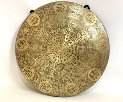 Flower of life Geometry Gong - Tibetan Gongs from Nepal - Large gong