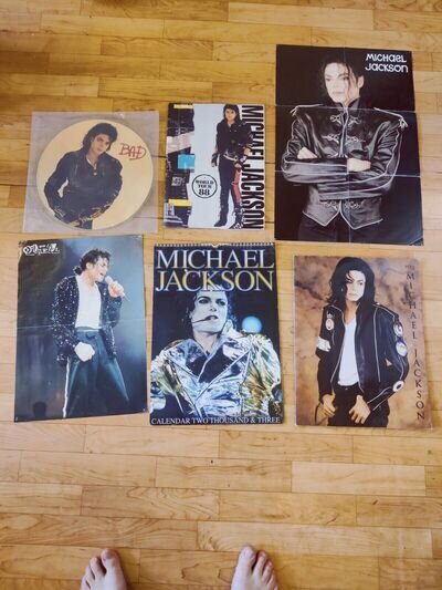 Job lot Michael Jackson poster Calendar Bad LP Record Biography World Tour 1988