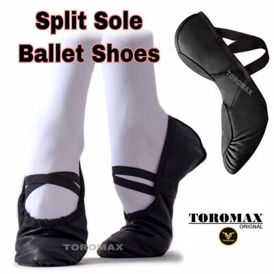 Ballet Shoes, SPLIT SOLE Dance Shoes Black Leather, Child Adult Sizes