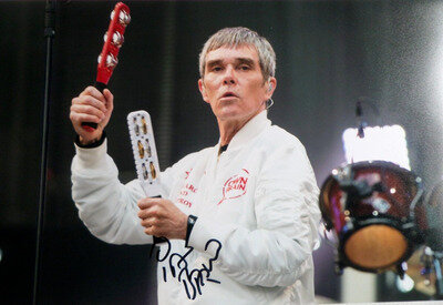 IAN BROWN STONE ROSES, AUTOGRAPHED A4 PHOTOGRAPH.