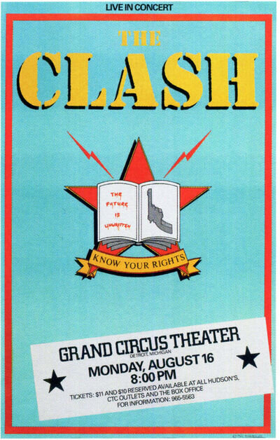 THE CLASH Concert Poster - Grand Circus Theatre DETROIT 1982 PUNK 10"x6" reprint