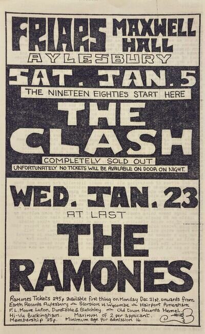 THE CLASH Concert Window Poster - Friars, Aylesbury 1980 PUNK Band reprint