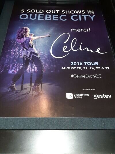 Celine Dion Rare Original 2016 Quebec City Concert Promo Poster Ad Framed!