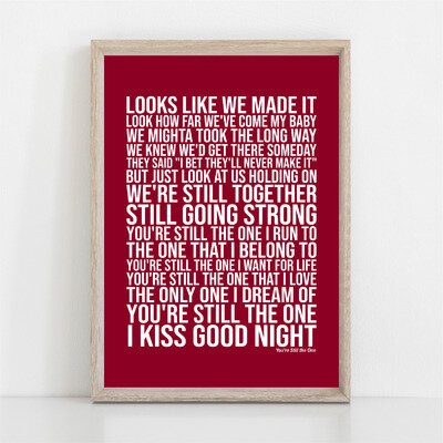 Shania Twain You’re Still the One Song Lyrics Poster Print Wall Art